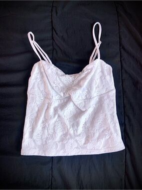 Lace Cowl Neck Camisole Tank Top - White